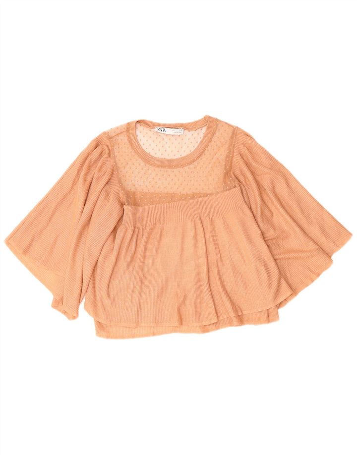 Top ZARA da donna in maglia corta in maglia UK 10 piccolo marrone