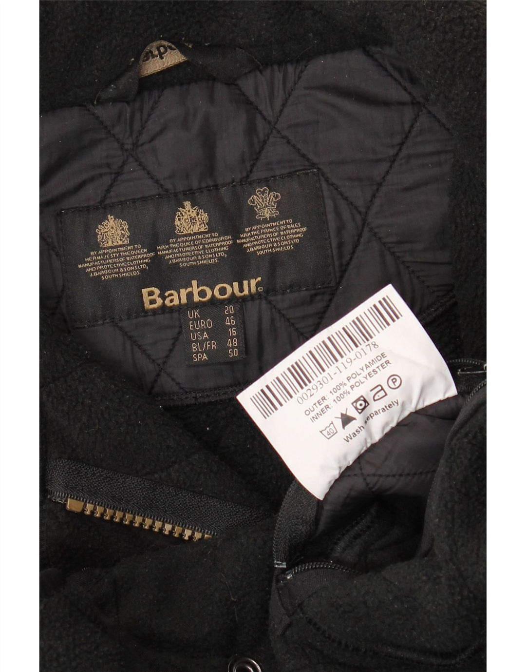 Giacca trapuntata da donna BARBOUR UK 20 2XL Poliammide nera