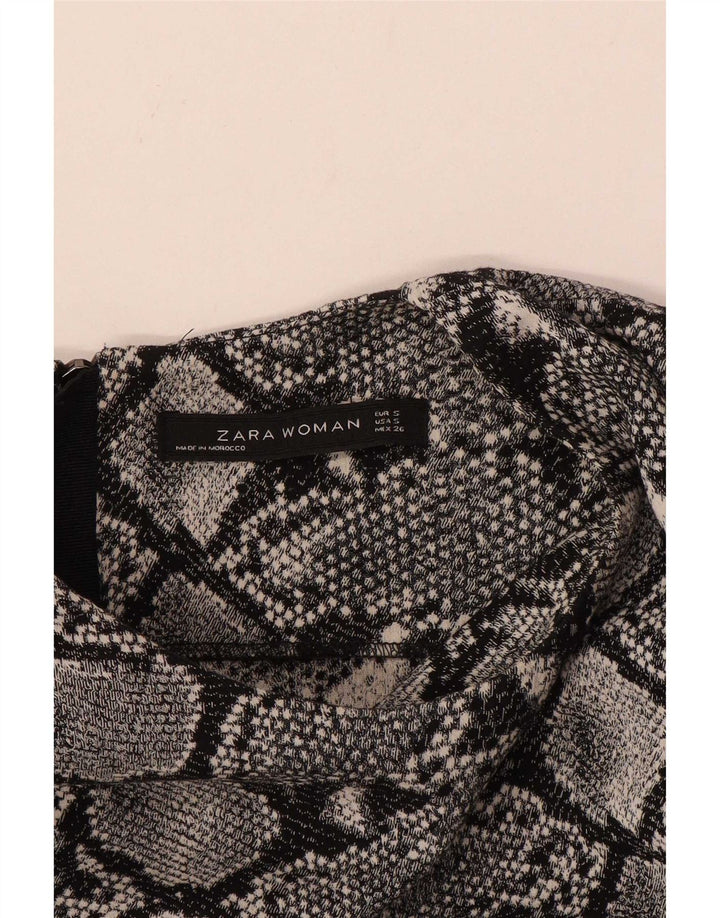 Abito a trapezio da donna Zara UK 10 piccolo grigio con stampa animalier