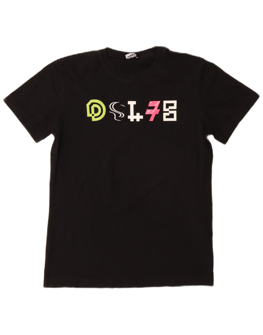 T-shirt grafica da donna Diesel Top UK 10 piccola in cotone nero