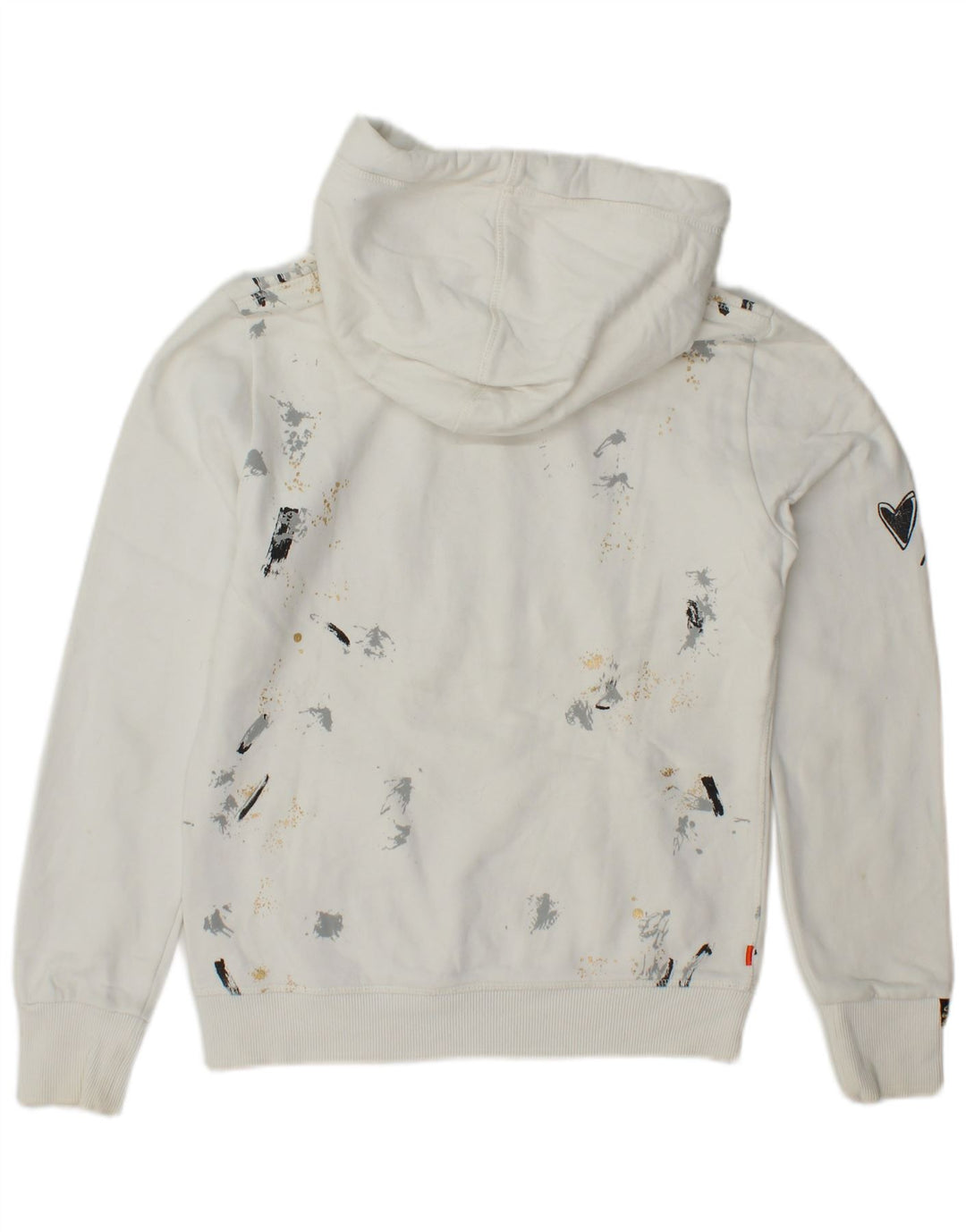 Felpa con cappuccio grafica da donna SUPERDRY UK 6 XS cotone bianco