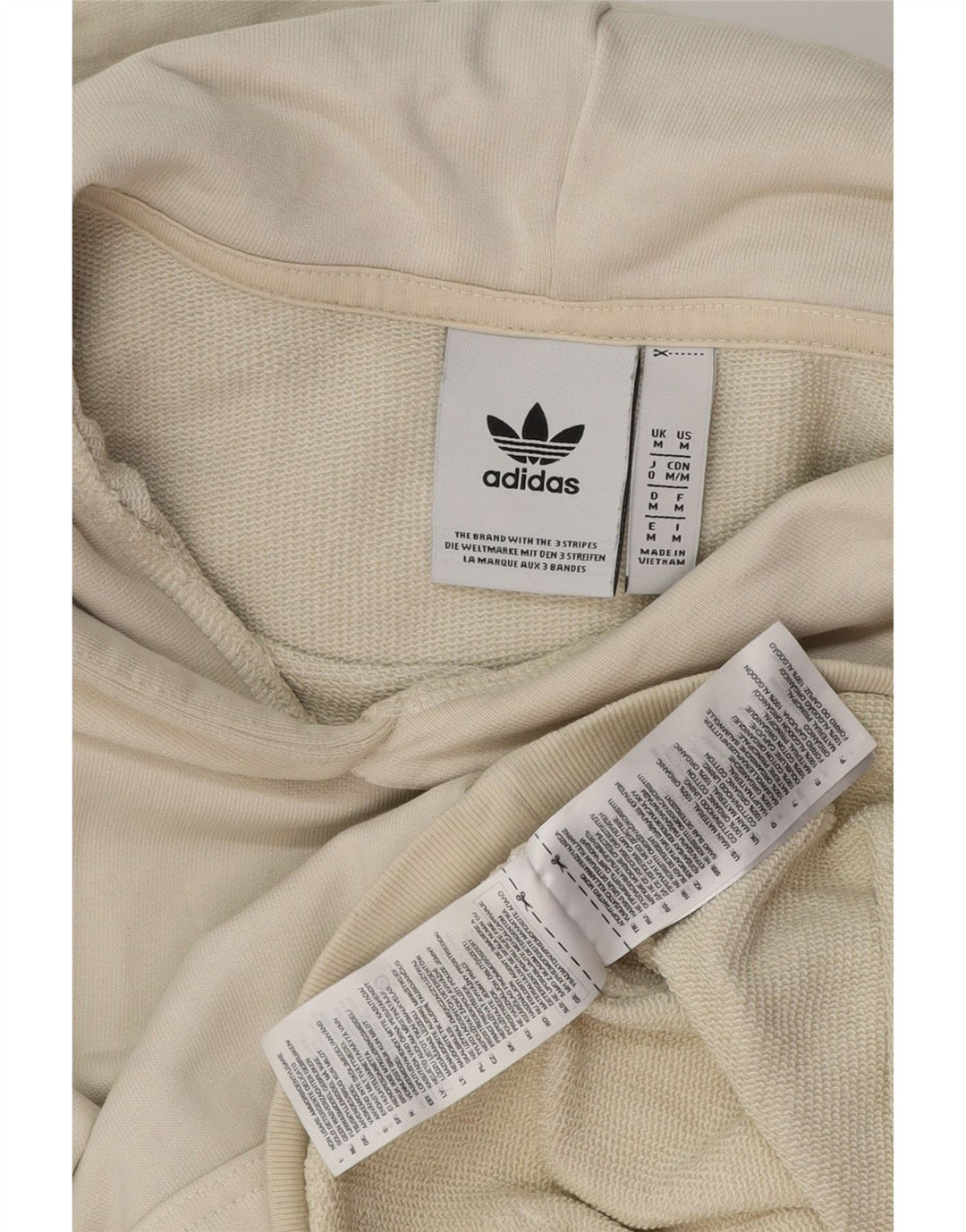 Maglione con cappuccio da donna ADIDAS UK 14 cotone bianco sporco medio