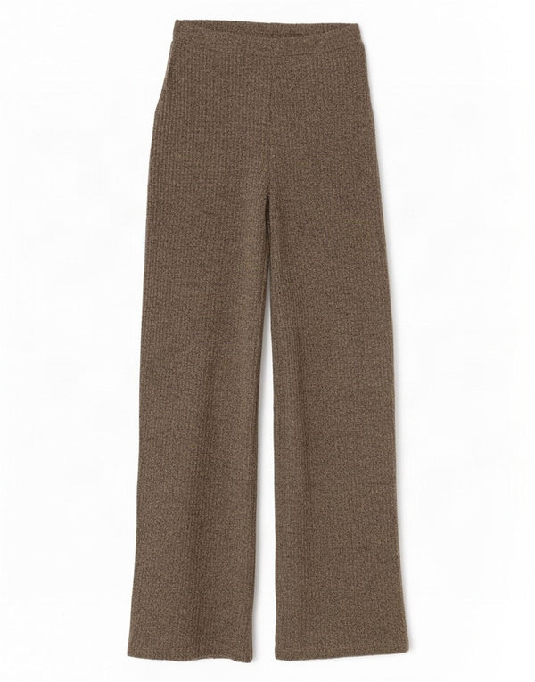 Pantaloni da tuta da donna Zara lavorati a maglia a gamba larga UK 12 Marrone medio screziato