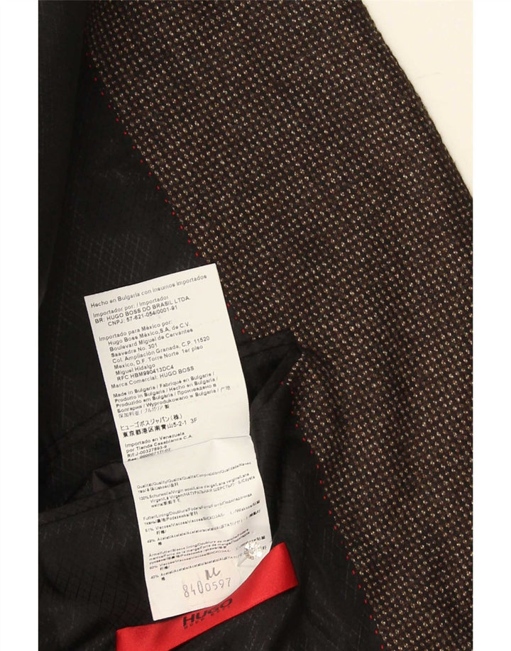 Hugo Boss Giacca blazer a 2 bottoni da uomo US 44 2XL Lana maculata marrone