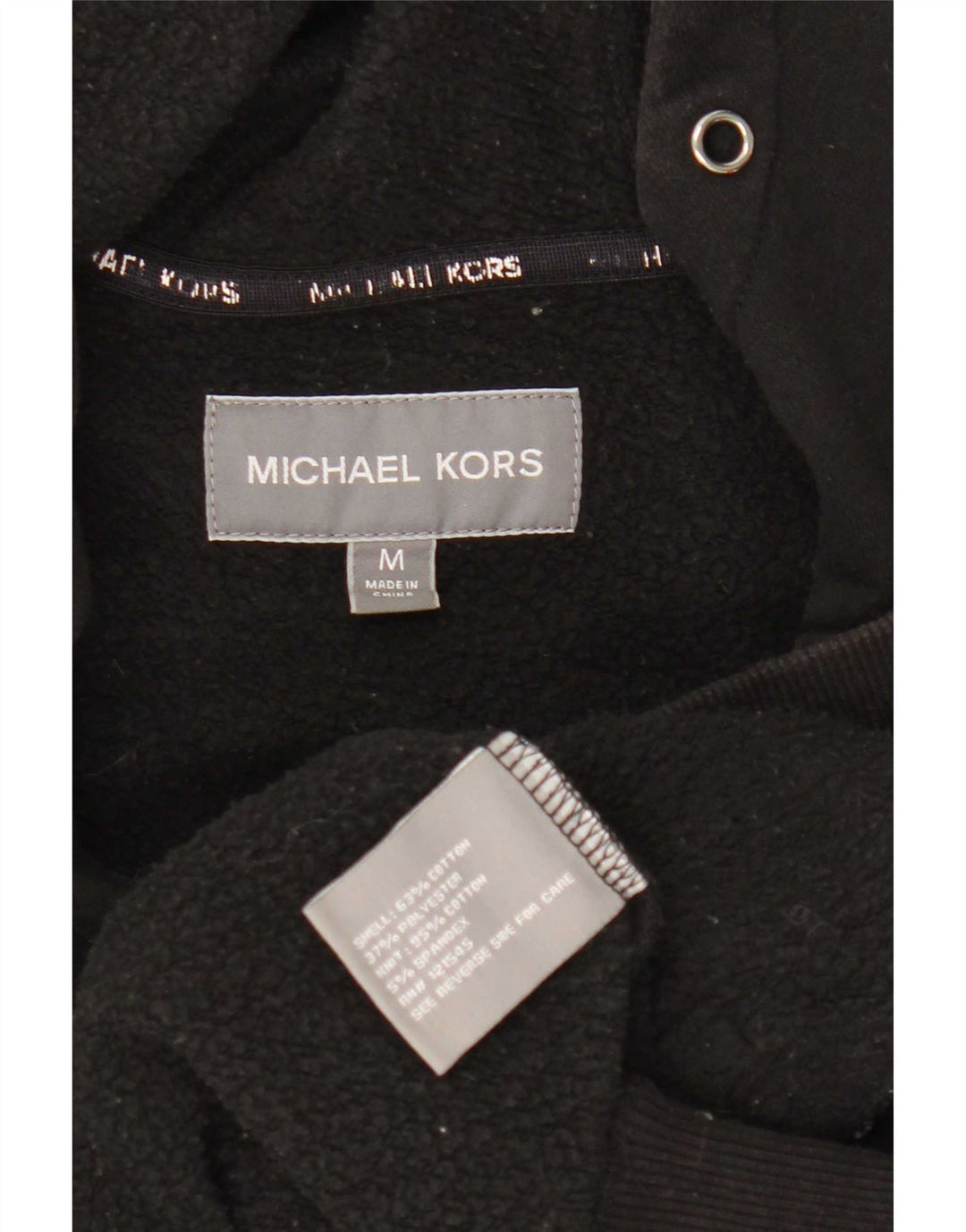 Maglione con cappuccio e zip grafica da uomo Michael Kors in cotone nero medio