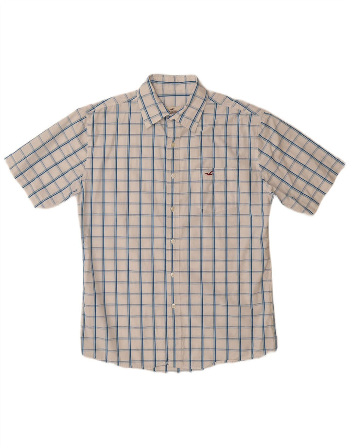 Camicia a maniche corte HOLLISTER da bambino 15-16 anni 2XL a quadri bianchi