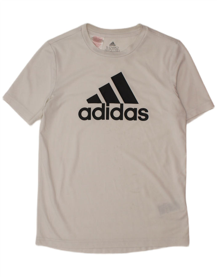 T-shirt grafica ADIDAS per ragazzi 11-12 anni in poliestere bianco