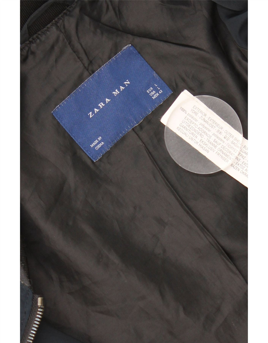 Giubbotto bomber da uomo Zara UK 40 grande poliestere blu navy