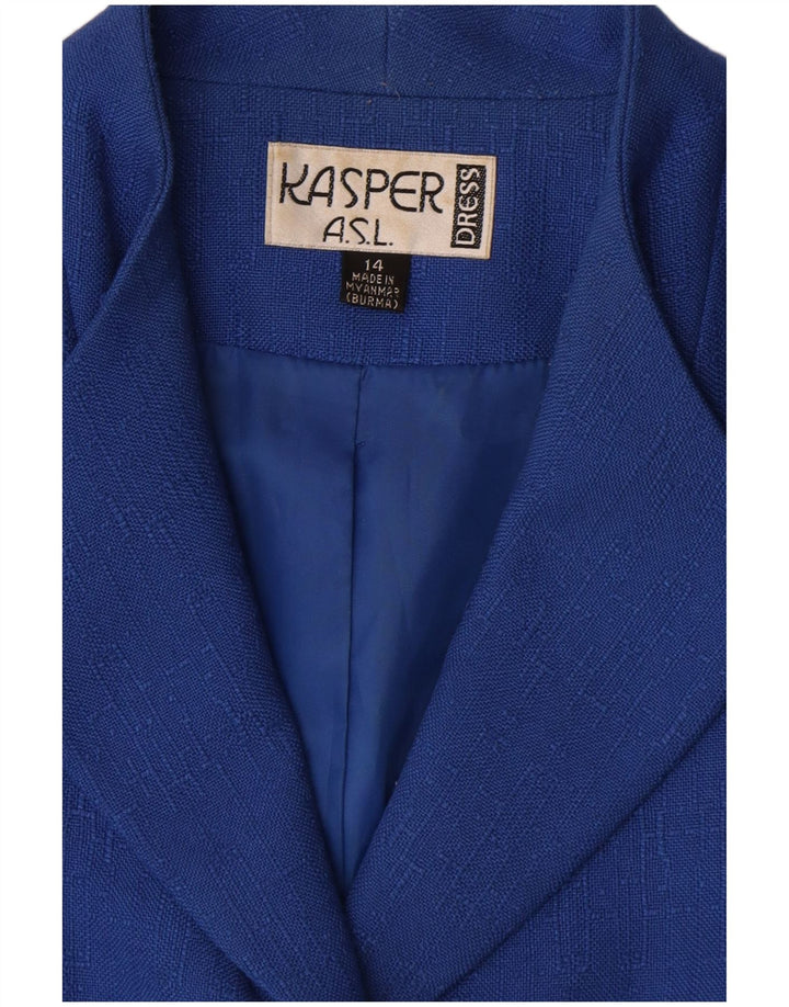 Giacca blazer da donna a maniche corte a 4 bottoni Kasper UK 14 grande blu