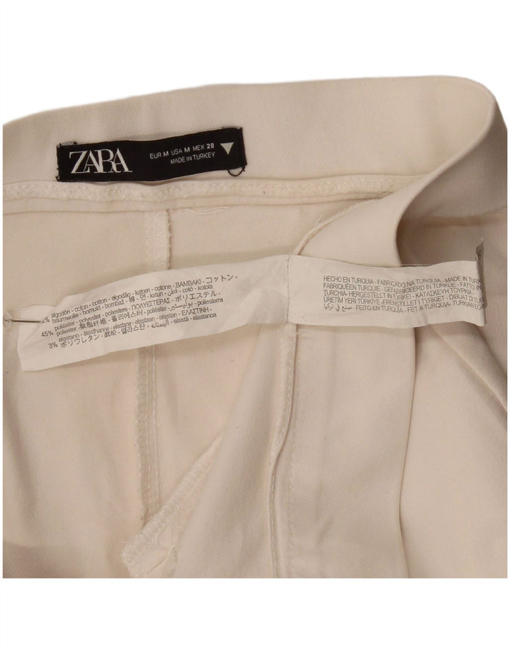 Pantaloni corti bootcut da donna Zara medi W29 L25 cotone bianco