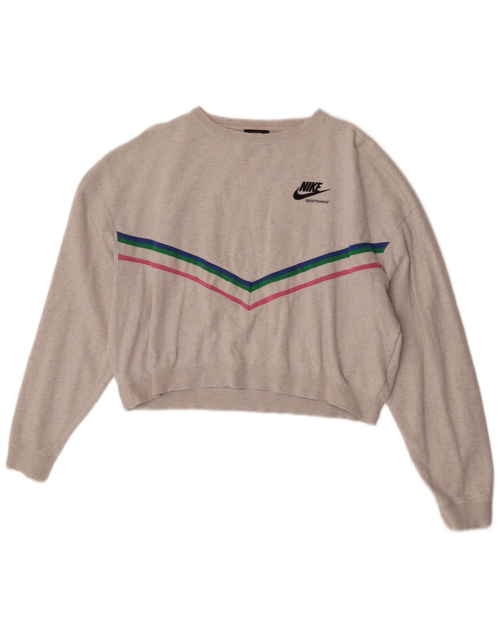 Felpa corta oversize da donna Nike UK 14 grigio medio a righe