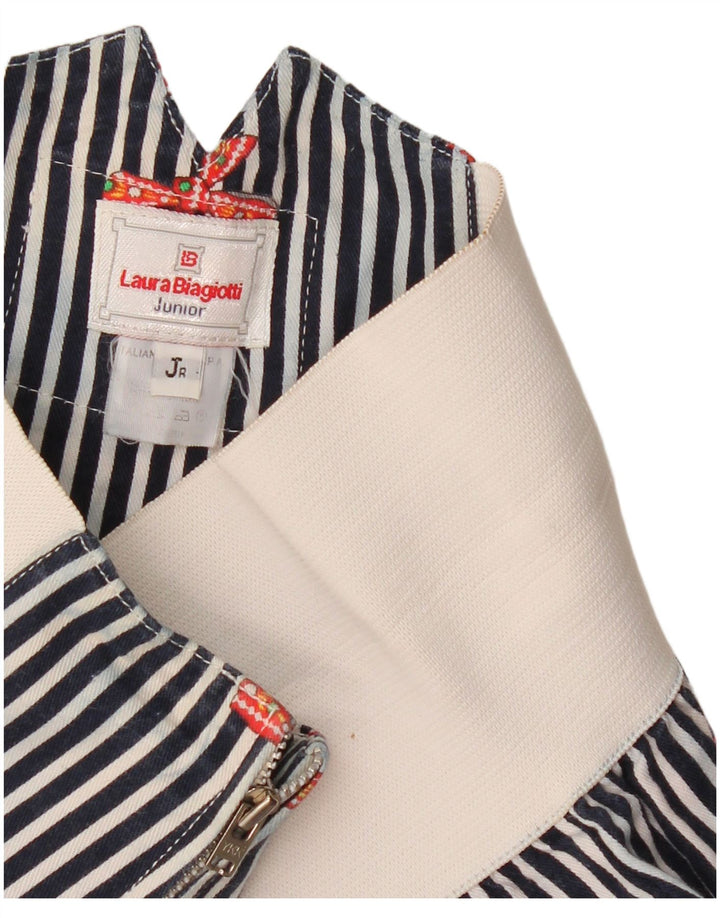 Pantaloni Cropped per Bambina Laura Biagiotti 7-8 Anni W23 L17 Blu Navy a Righe