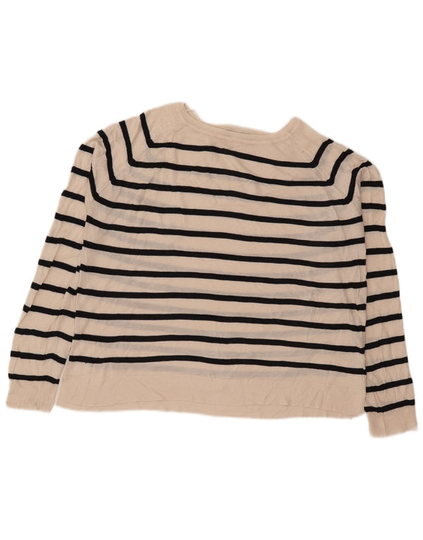 Maglione Zara da donna con scollo a barca UK 16 Viscosa a righe bianche grandi