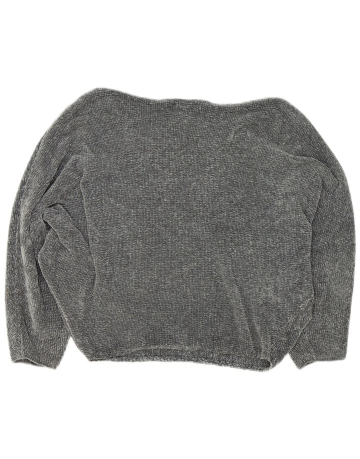 Maglione ZARA da donna oversize con scollo a barca UK 14 Poliestere grigio medio
