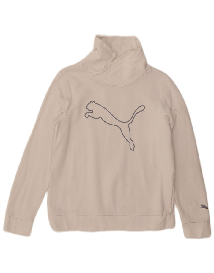 Felpa grafica da donna Puma UK 14 cotone bianco medio