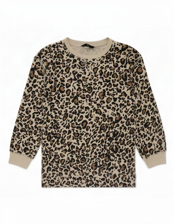 Marks & Spencer Top da donna a maniche lunghe UK 12 Marrone medio Stampa animalier