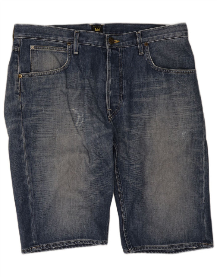 Pantaloncini corti in denim invecchiato Lee da uomo a 5 tasche W34 grande cotone blu