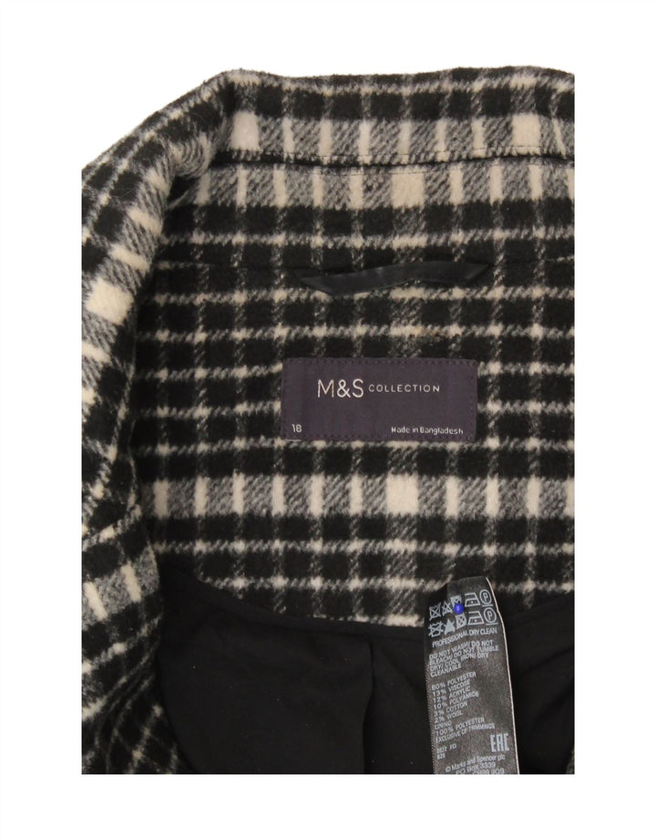 Soprabito da donna Marks & Spencer vestibilità ampia UK 18 XL poliestere nero a quadri