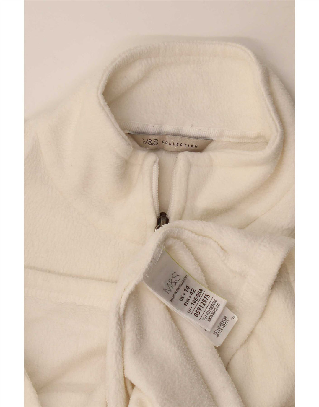 Giacca in pile da donna Marks & Spencer UK 14 Large Poliestere bianco
