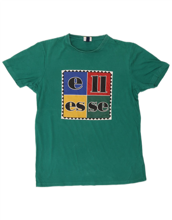 T-shirt grafica da uomo Ellesse Top in cotone verde medio