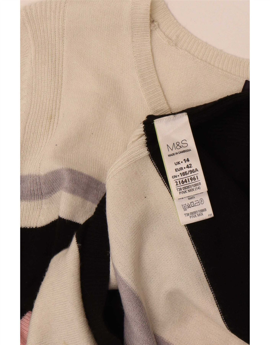 Maglione maglione con scollo a barca da donna Marks & Spencer UK 14 grande multicolore