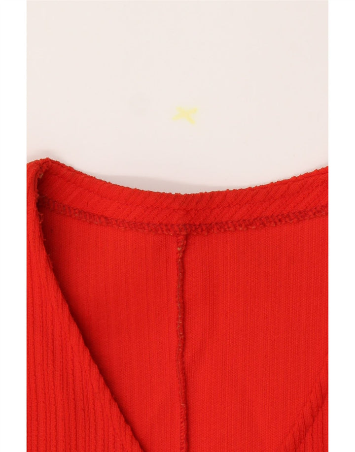 VINTAGE Womens Long Sleeve A-Line Dress UK 14 Medium Red Vintage Vintage and Second-Hand Vintage from Messina Hembry 