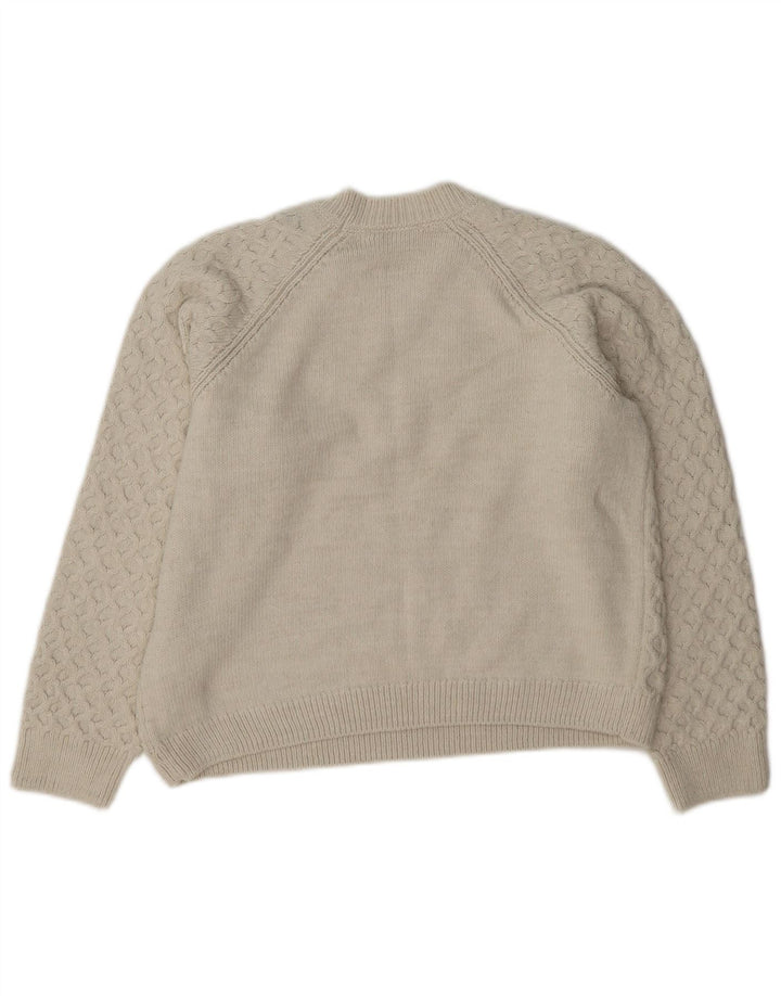 Maglione maglione girocollo corto da donna Marks & Spencer UK 10 piccolo bianco sporco