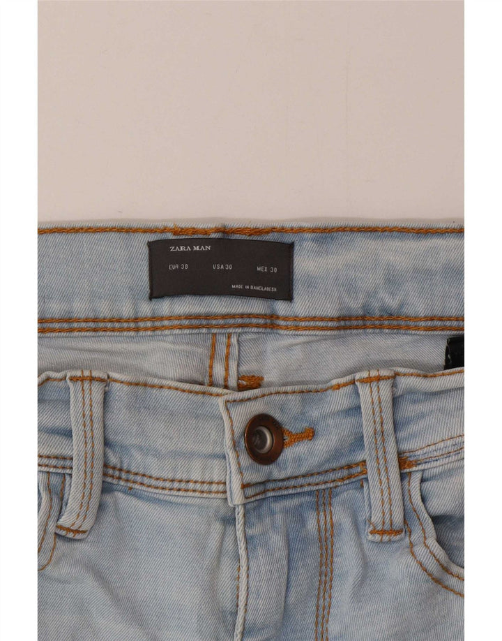Jeans slim invecchiati da uomo Zara EU 38 Small W30 L27 cotone blu