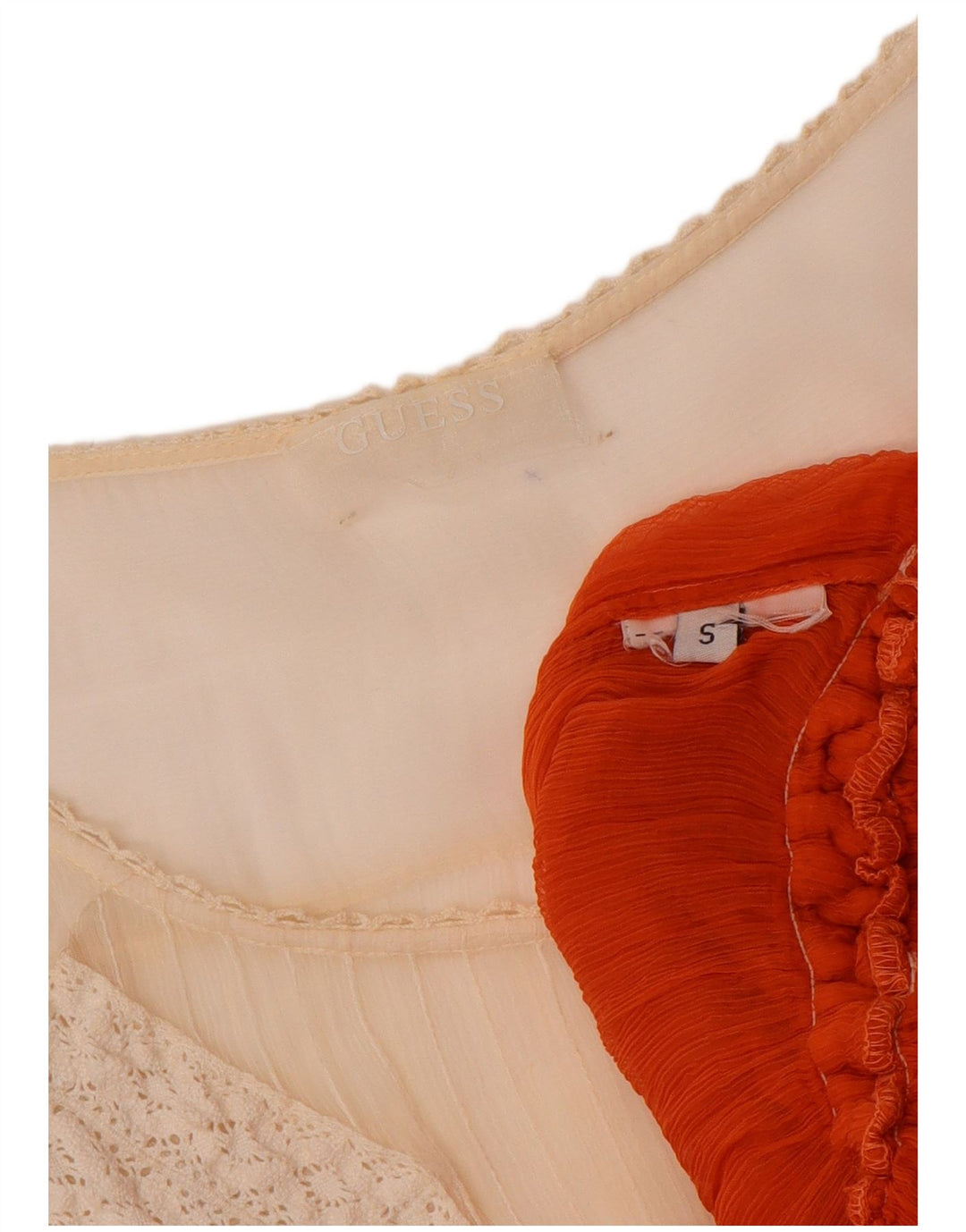 GUESS Camicetta trasparente da donna Top UK 10 Small Rosso Colorblock