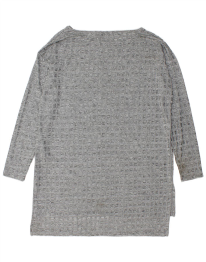 Top tunica a maniche lunghe da donna Zara UK 16 grande poliestere chiazzato grigio