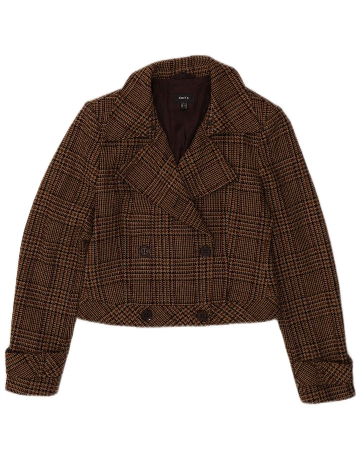 Cappotto da marinaio corto da donna Mexx UK 14 Lana vergine pied de poule marrone grande