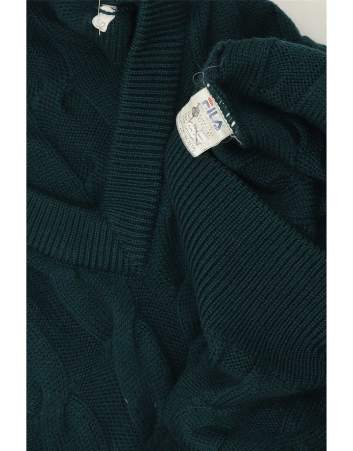 Maglione Fila Uomo con scollo a V IT 52 Large Verde Lana Vergine