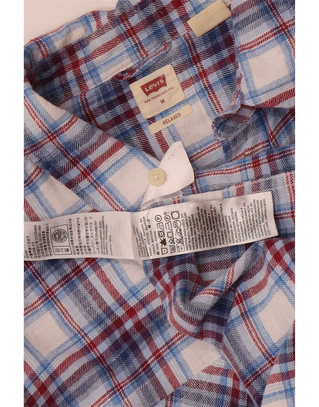 Camicia Levi's da uomo in flanella di cotone a quadri blu medio