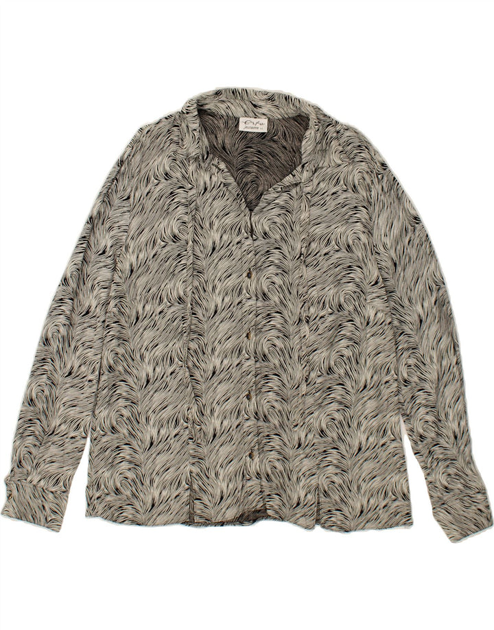 ERTO Womens Abstract Pattern Shirt Blouse IT 44 Medium Grey Vintage Erto and Second-Hand Erto from Messina Hembry 