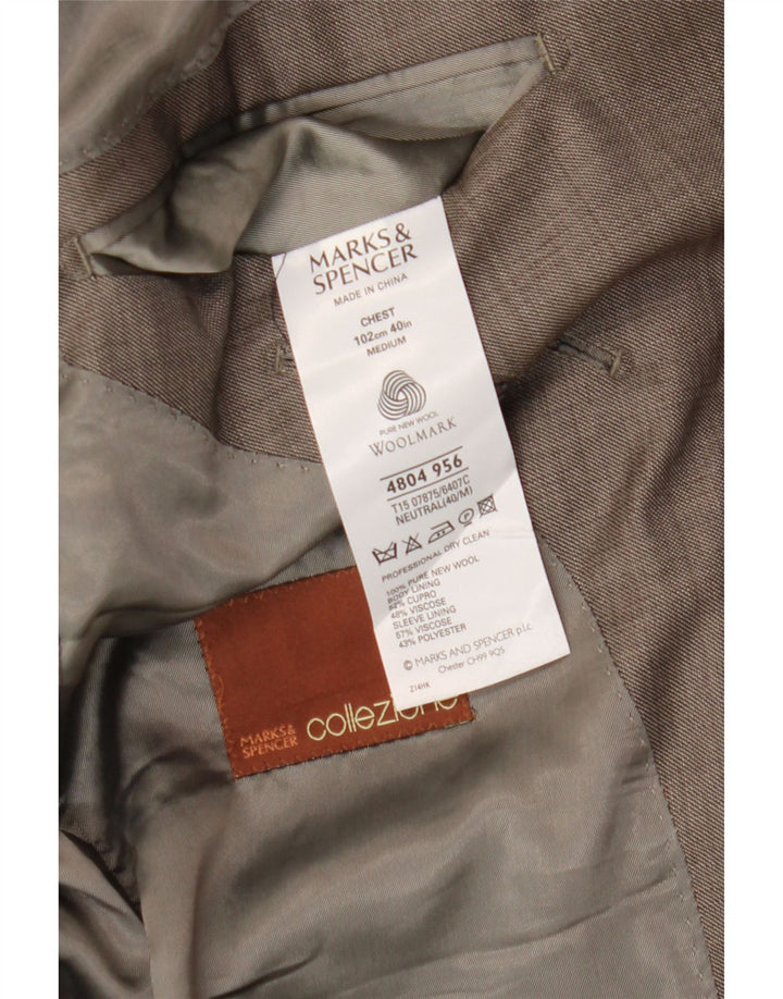Giacca blazer a 2 bottoni da uomo Marks & Spencer UK 40 lana vergine marrone medio