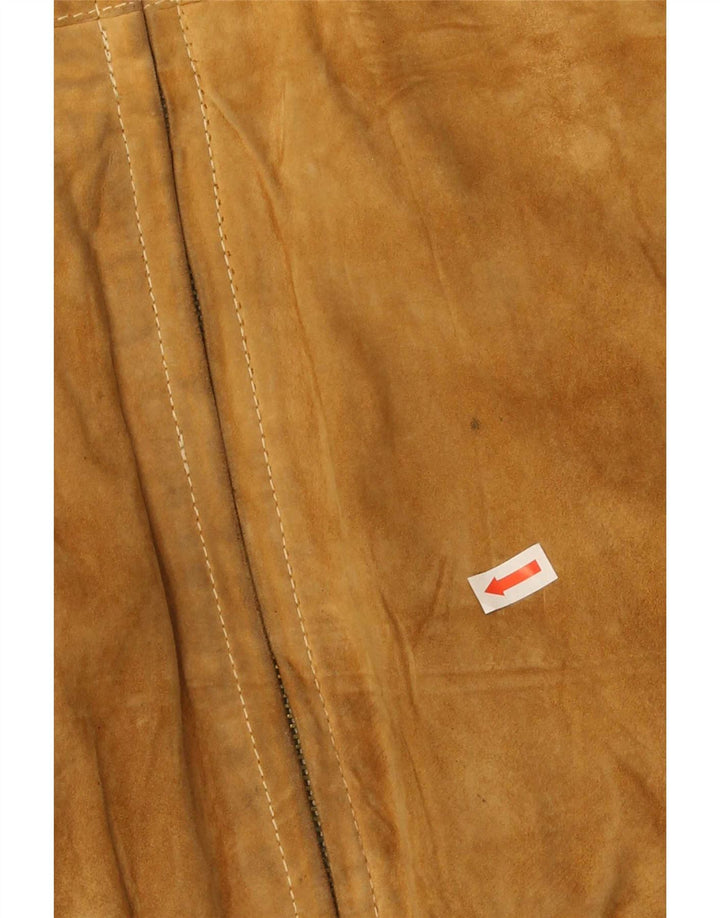 Giubbotto bomber vintage in pelle scamosciata da uomo IT 50 grande beige