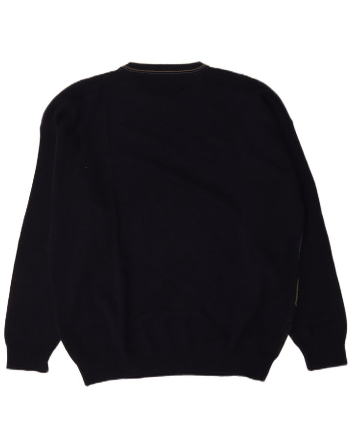 Maglione vintage da uomo girocollo IT 52/54 grande blu navy