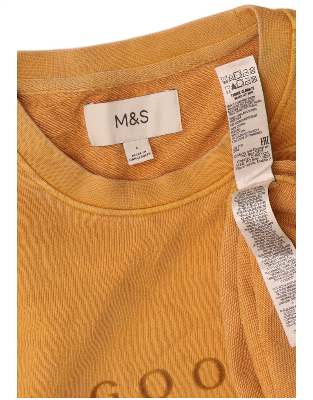 Marks & Spencer Felpa grafica da uomo Maglione grande cotone giallo