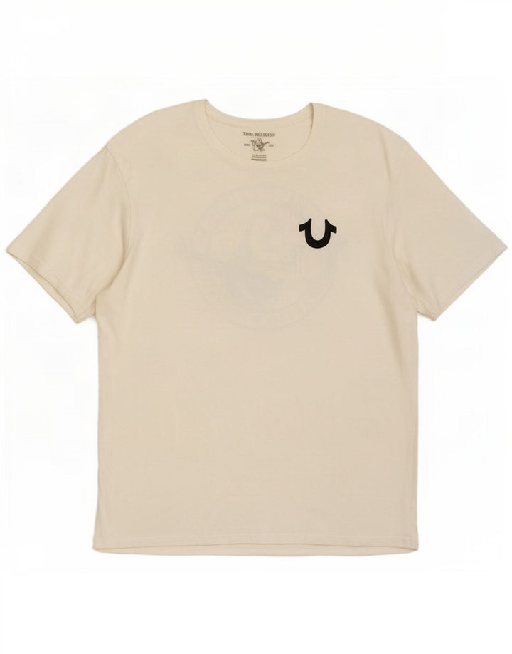 T-shirt grafica da uomo True Religion Top XL in cotone bianco