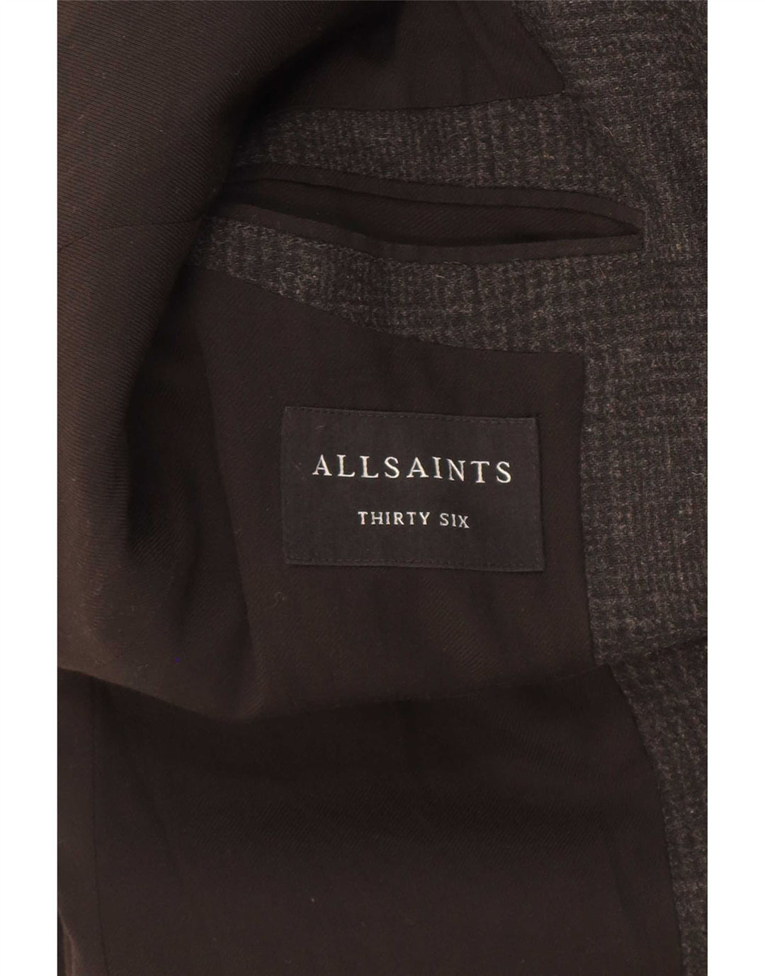 Cappotto da uomo All Saints UK 36 piccolo in lana pied de poule nera