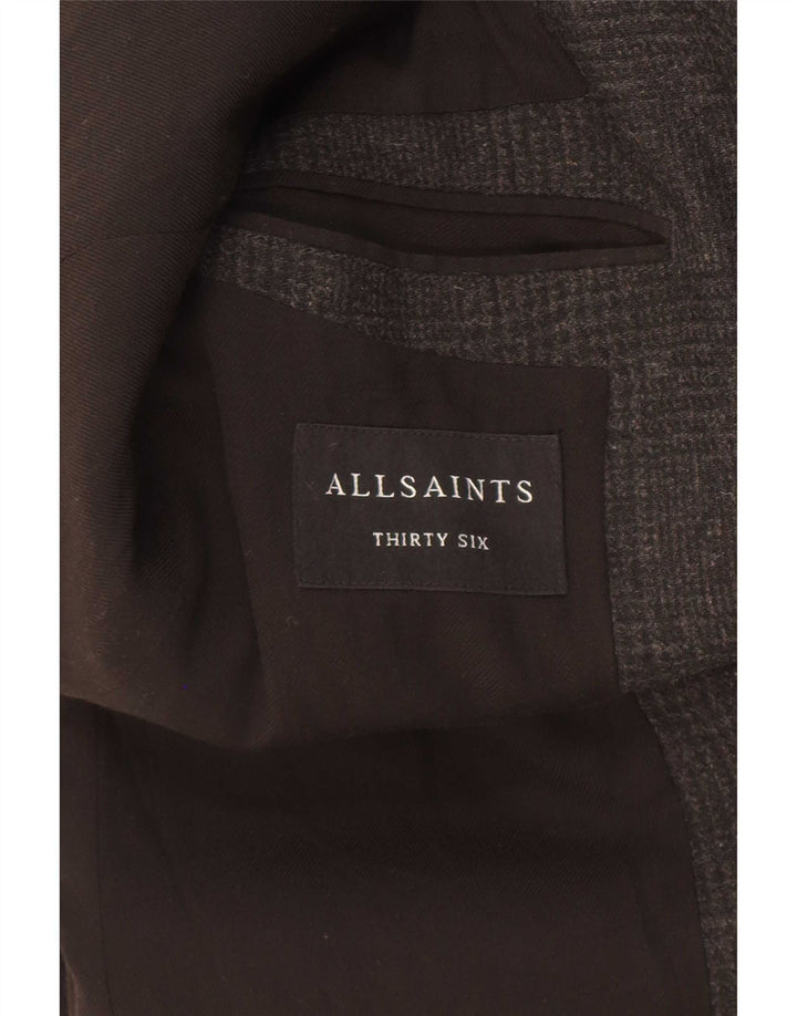 Cappotto da uomo All Saints UK 36 piccolo in lana pied de poule nera