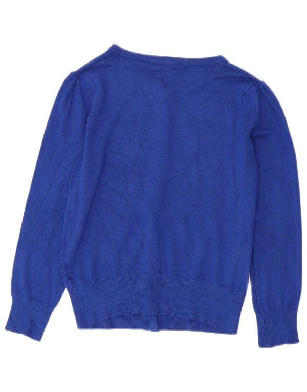 MARKS & SPENCER Maglione cardigan corto da donna UK 8 piccolo viscosa blu