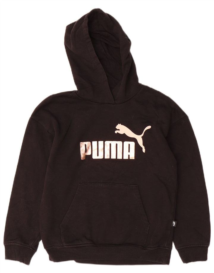 Felpa con cappuccio grafica PUMA per ragazze 11-12 anni in cotone nero