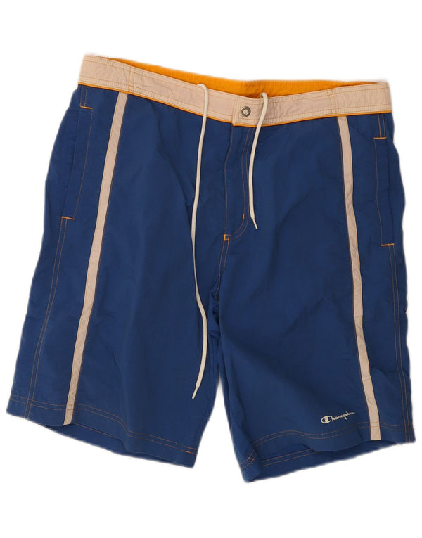 Pantaloncini da bagno da uomo Champion Medium blu navy color block in poliammide