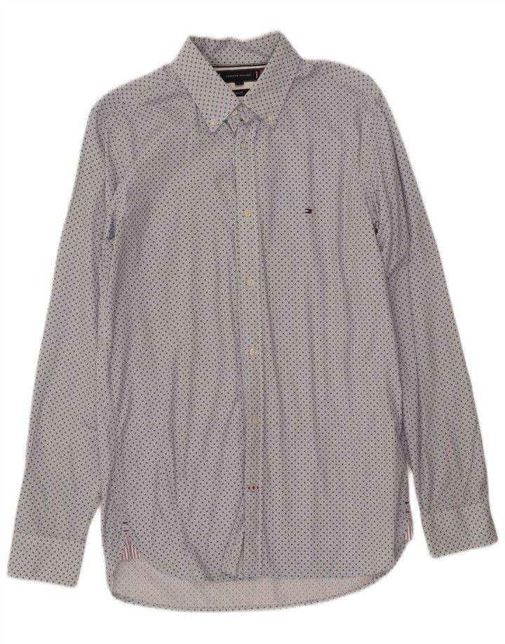TOMMY HILFIGER Camicia slim fit da uomo in cotone maculato bianco medio