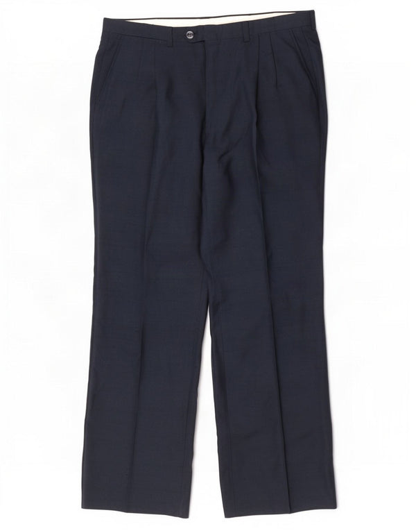 Pantaloni da abito dritti vintage da uomo W34 L32 blu navy