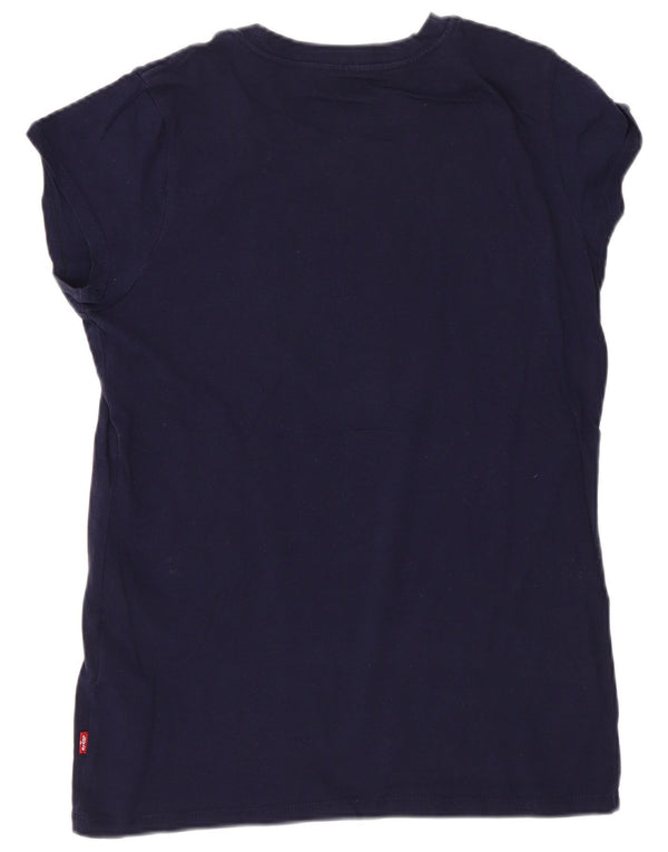 T-shirt grafica regolare per ragazze Levi's 15-16 anni Logo in cotone blu navy