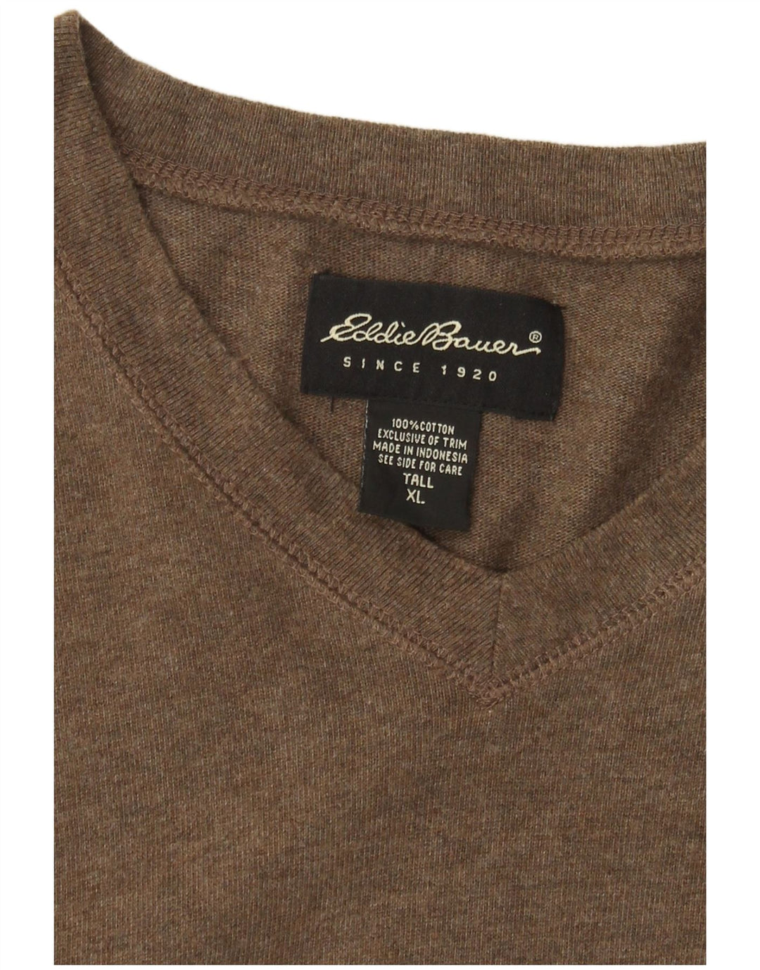 EDDIE BAUER Top alto da uomo a maniche lunghe XL in cotone color block marrone