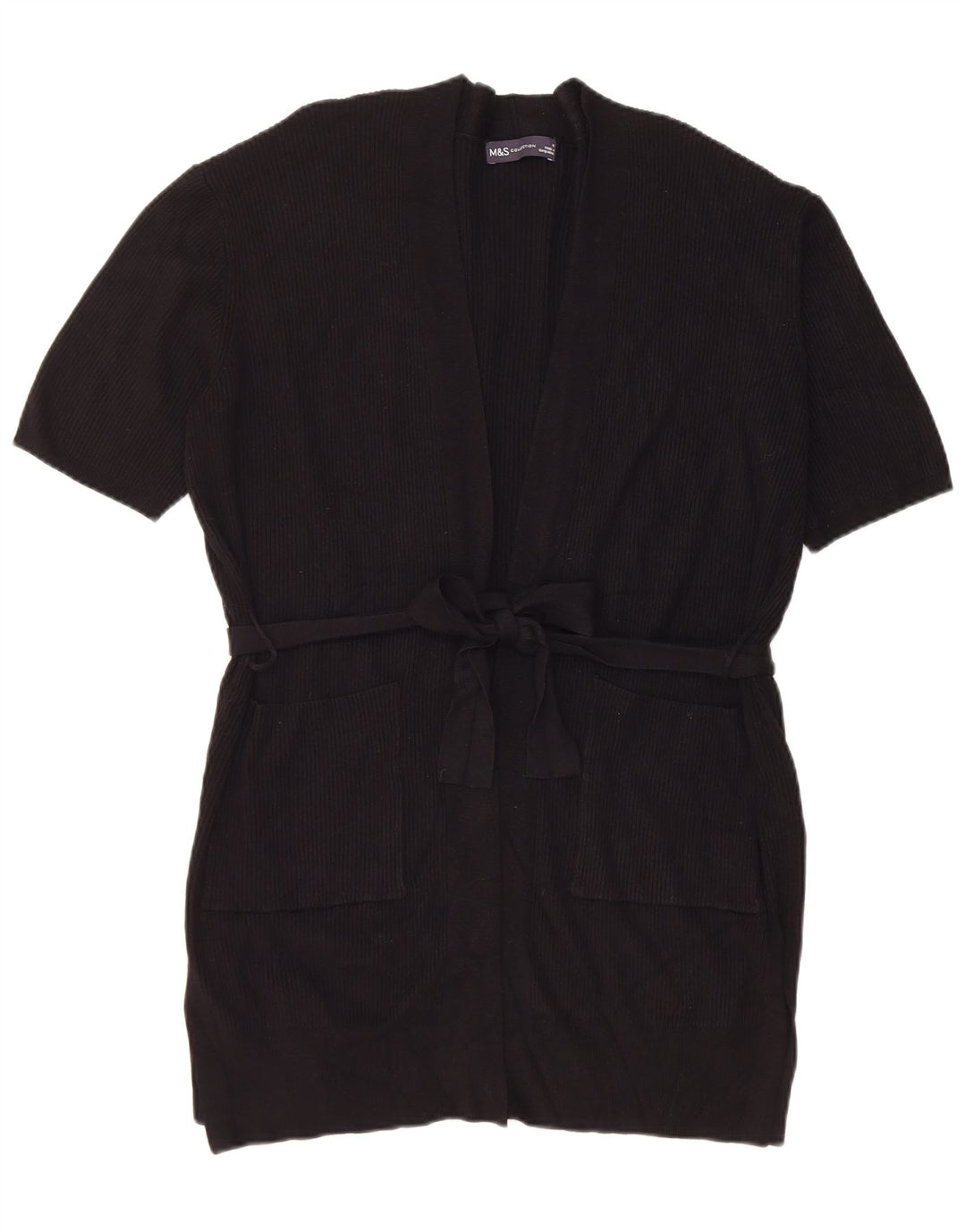 Maglione cardigan a maniche corte da donna Marks & Spencer UK 14 medio nero