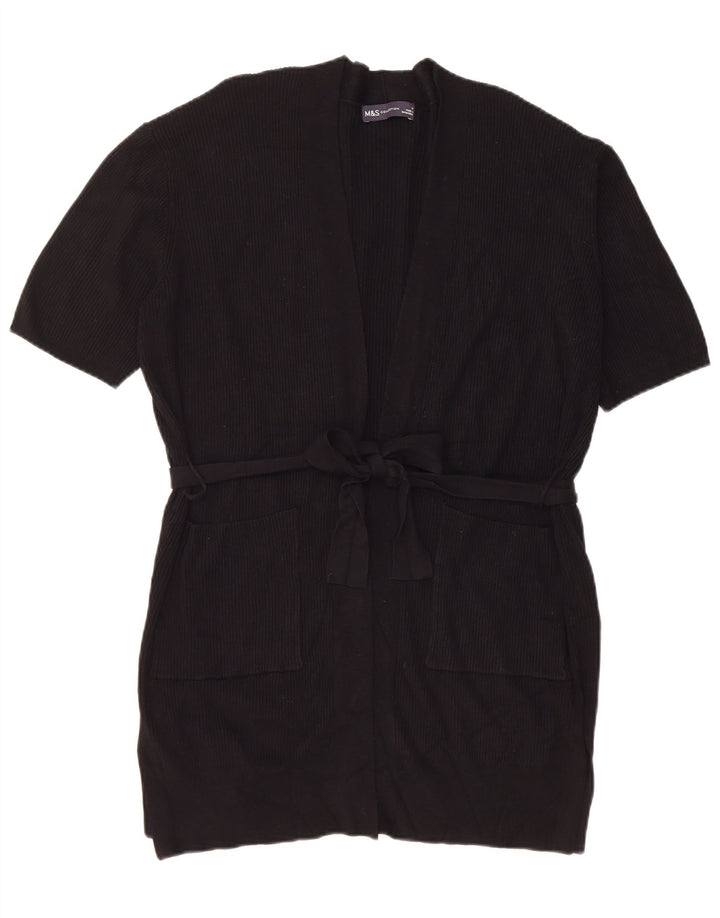 Maglione cardigan a maniche corte da donna Marks & Spencer UK 14 medio nero